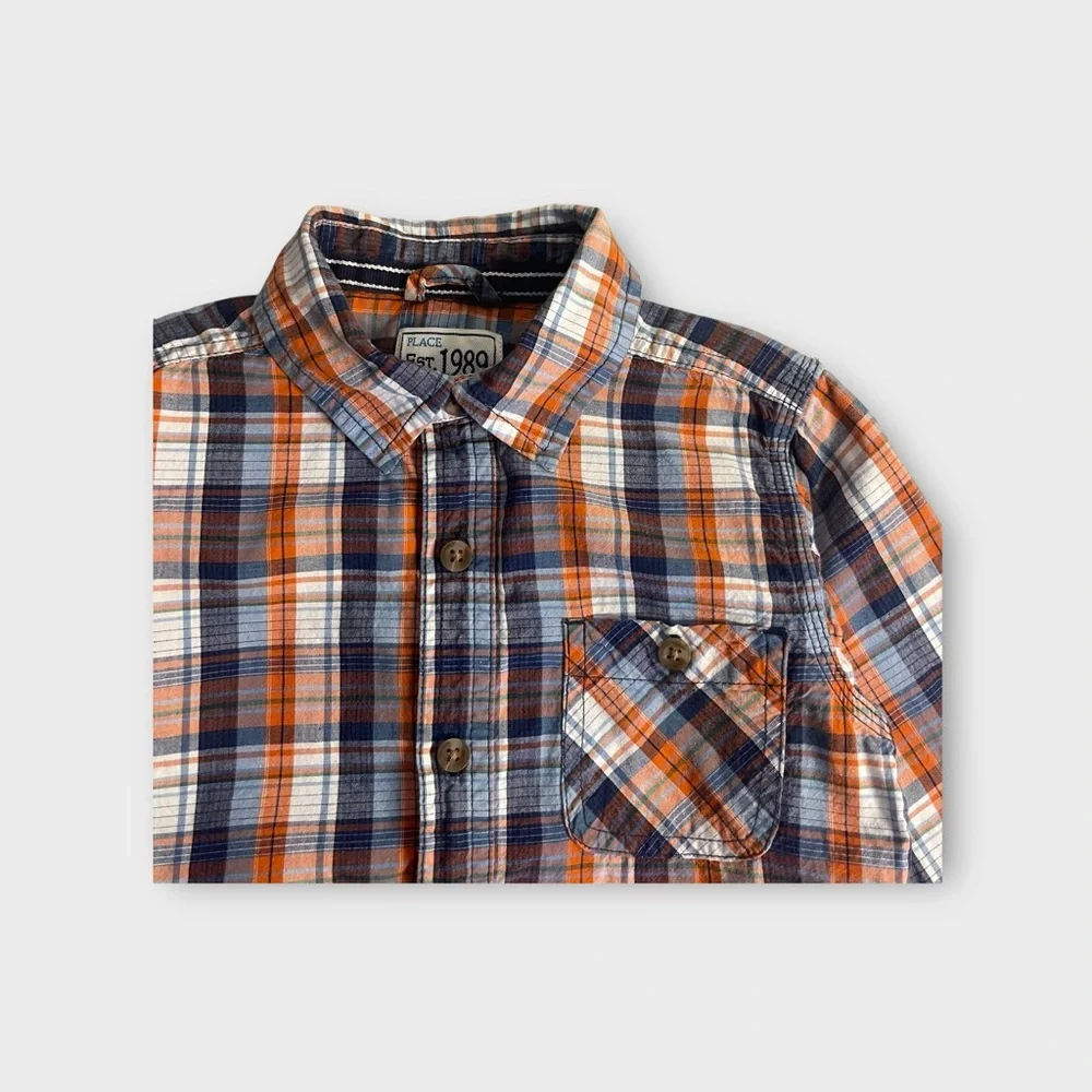 The Children's Place Orange & Blue Plaid Button Up Shirt